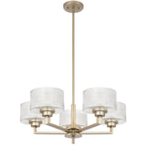 Telbix Moreno II 5 Light Modern Drum Pendant with Ribbed Glass Shade | Antique Silver