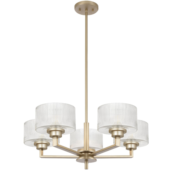 Telbix Moreno II 5 Light Modern Drum Pendant with Ribbed Glass Shade | Antique Silver