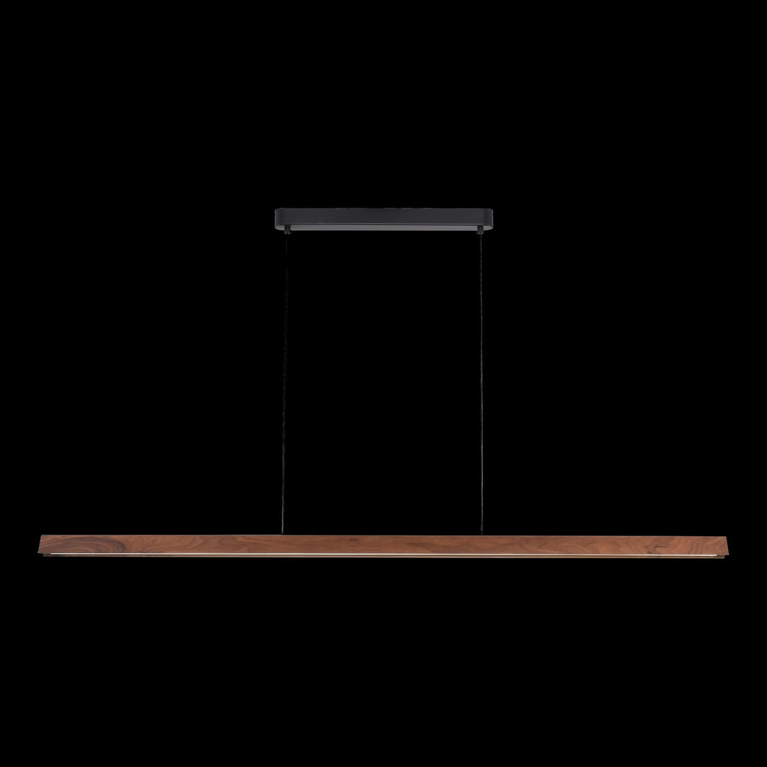 Calibo Avocent 1500mm Slim Timber Triangular Edge LED Linear Pendant | Walnut with Black