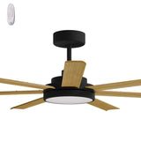 Calibo Alula 60" (1524mm) 7 Blade Indoor/Outdoor DC Ceiling Fan with 24W Light & Remote | Black & Teak