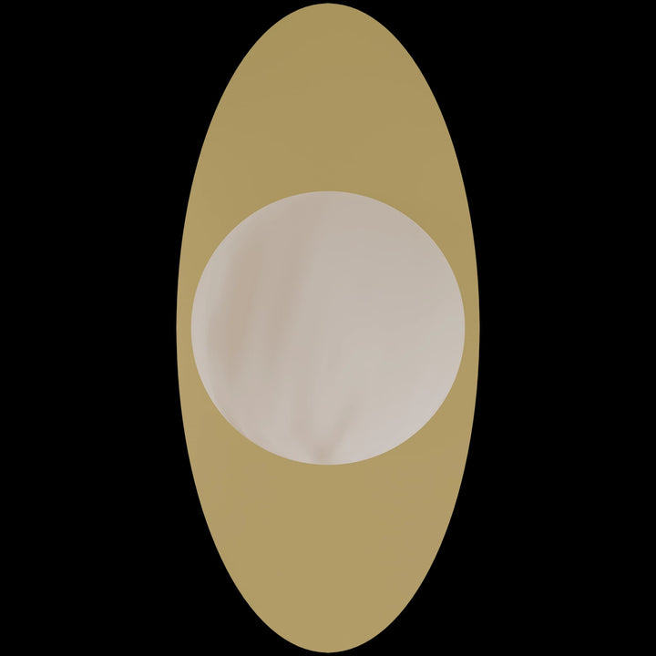 Calibo Crest Alabaster Glass 120mm Orb Wall Light Oval Plate 300mm | Brass