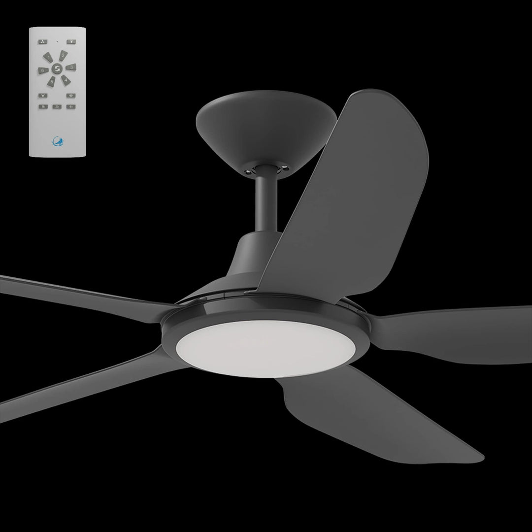 Calibo Storm 48" (1220mm) 5 Blade 18W Tricolour LED Light Indoor/Outdoor DC Ceiling Fan & Remote | Matte Black