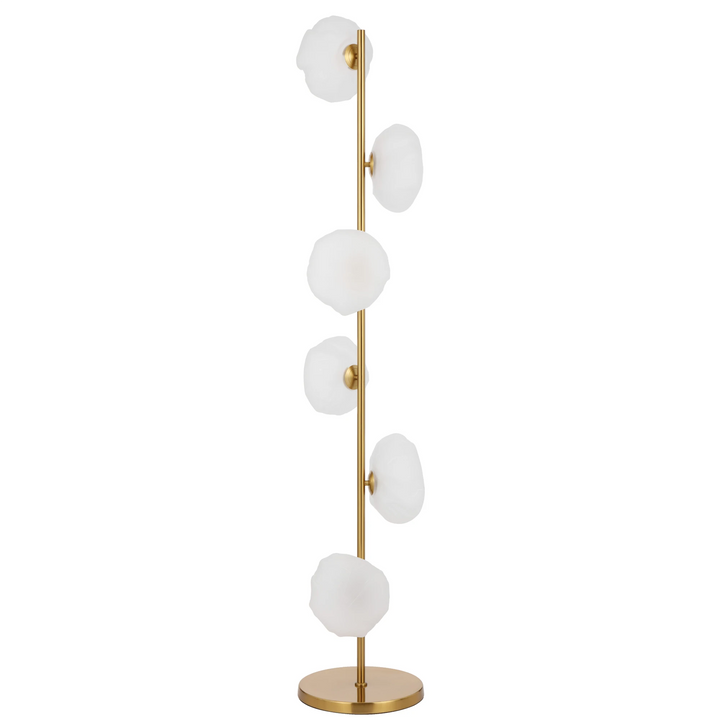 Telbix Zecca 6 Light Floor Lamp | Antique Gold and Frost