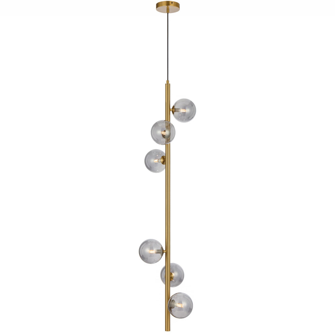 Telbix Antique Gold Elson 6 Light Pendant Light | Smoke