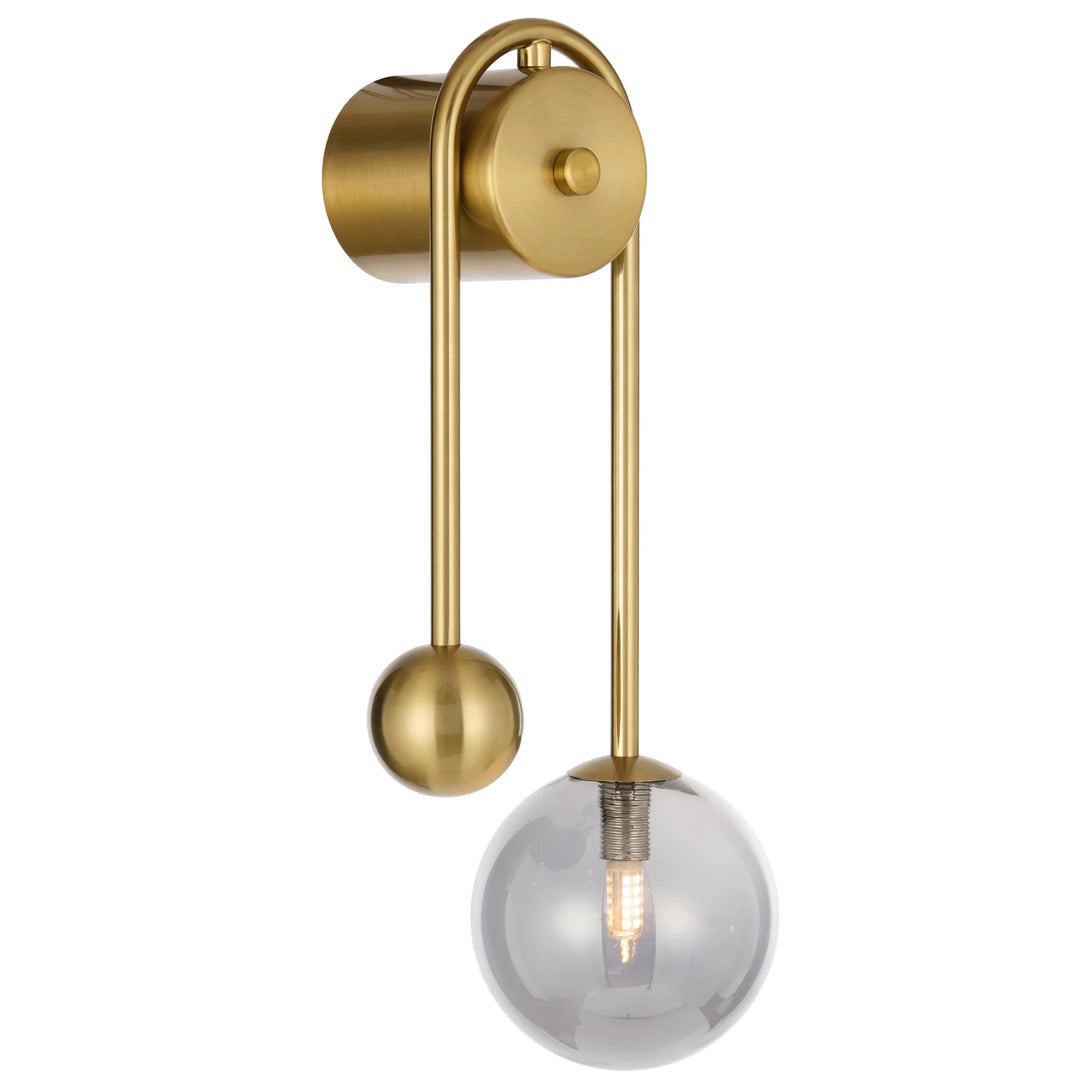 Telbix Felton Arm Wall Light | Antique Gold and Smoke
