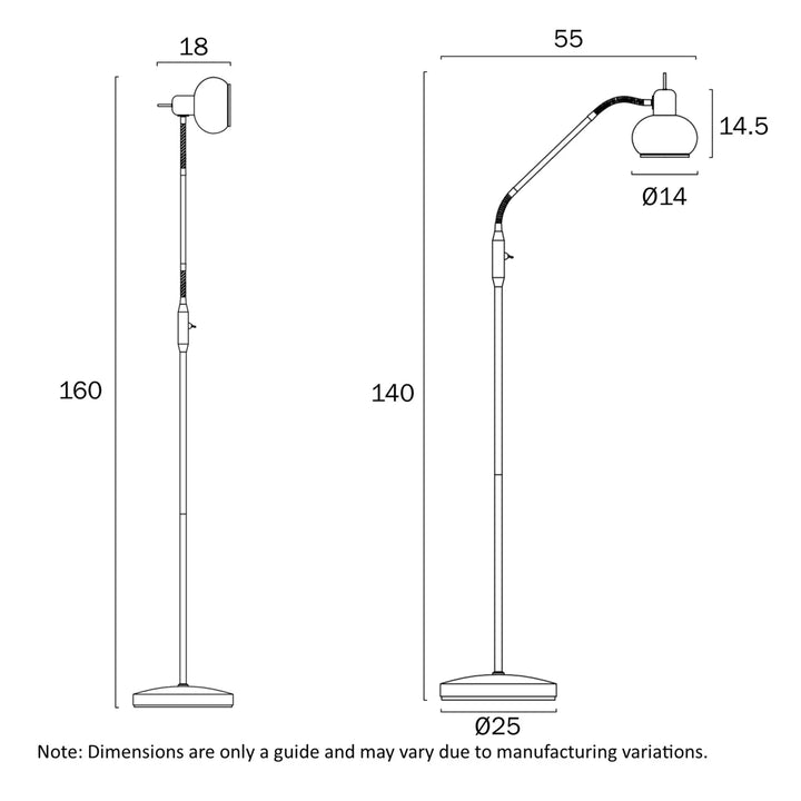 Telbix Marbell 1 Light Floor Lamp (E27) | Black