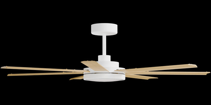 Calibo Alula 60" (1524mm) 7 Blade Indoor/Outdoor DC Ceiling Fan with 24W Light & Remote | White & Bamboo