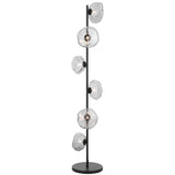 Telbix Zecca 6 Light Floor Lamp | Black and Smoke