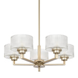 Telbix Moreno II 5 Light Modern Drum Pendant with Ribbed Glass Shade | Antique Silver