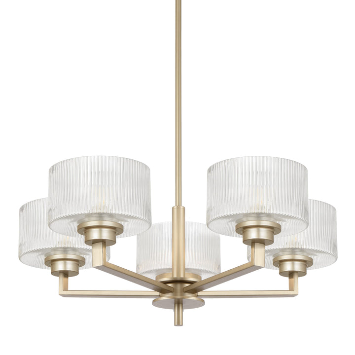 Telbix Moreno II 5 Light Modern Drum Pendant with Ribbed Glass Shade | Antique Silver
