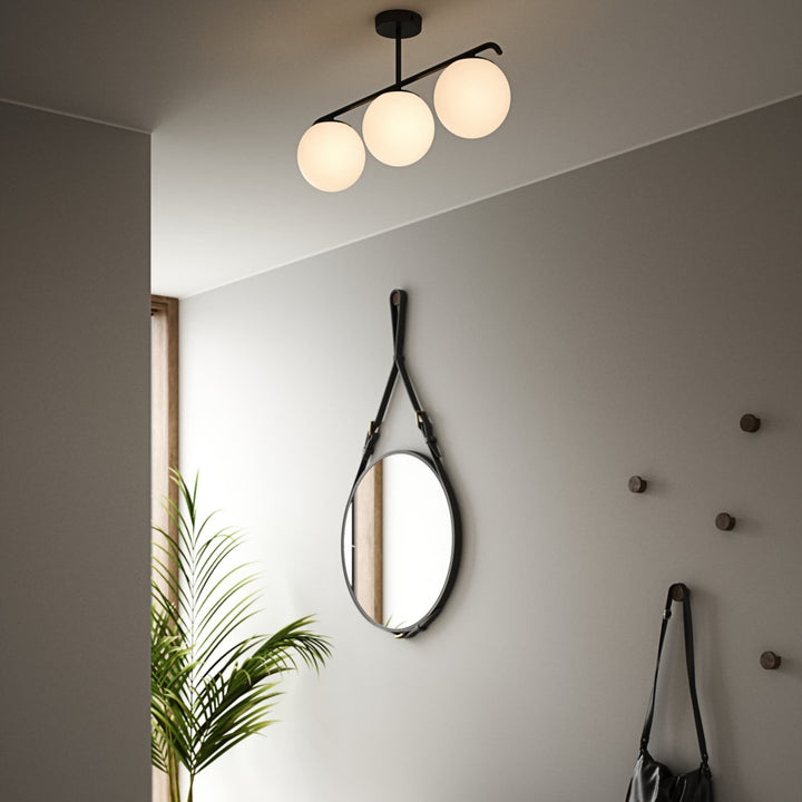 Nordlux Grant Globe 3 Light Opal Glass Ceiling Light | Black