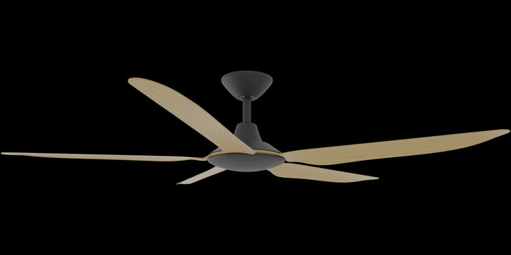 Calibo Storm 56" (1430mm) 5 Blade Indoor/Outdoor DC Ceiling Fan and Remote | Black & Bamboo