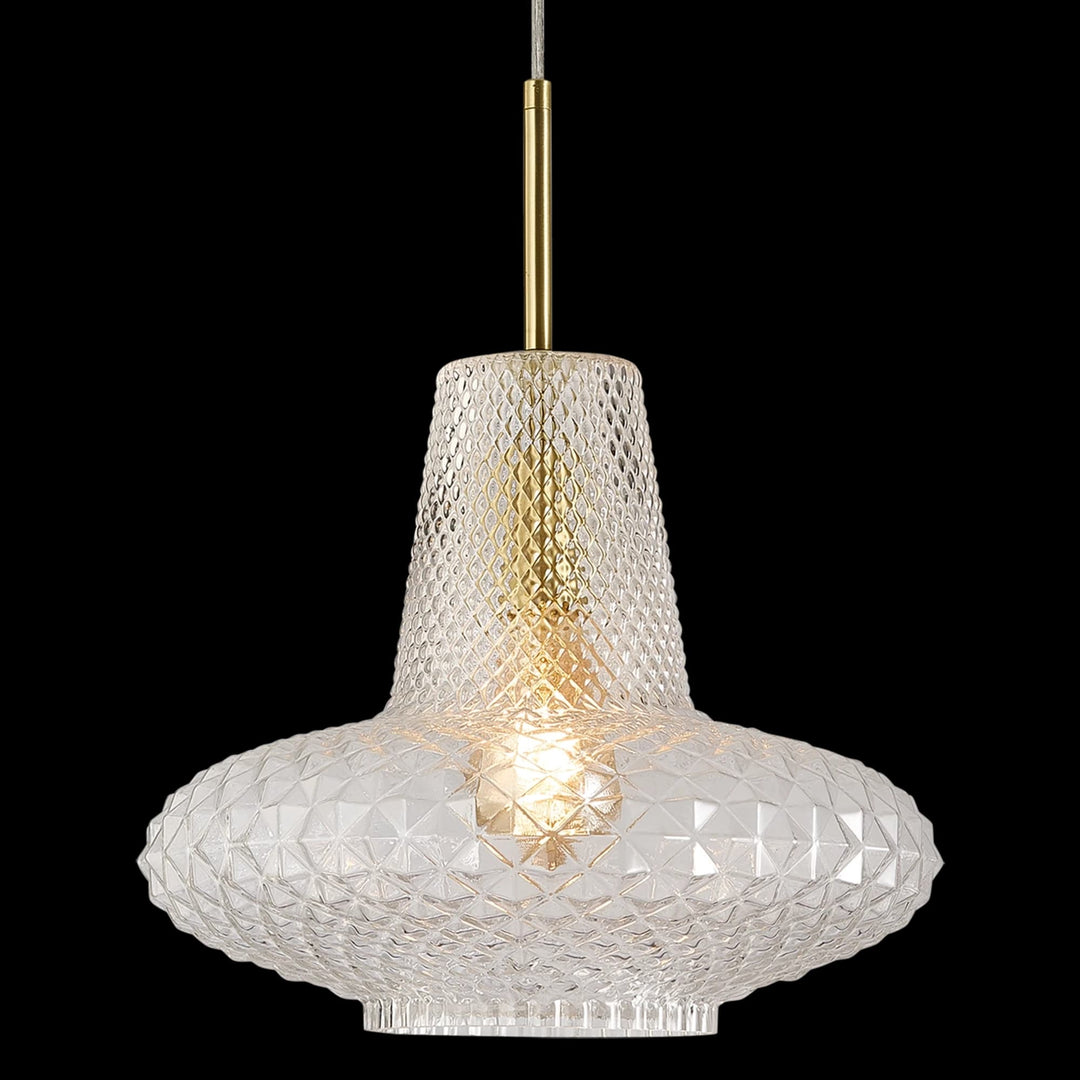 Calibo Sculpt Faceted Cut Glass 1 Light Pendant | Gold and Clear