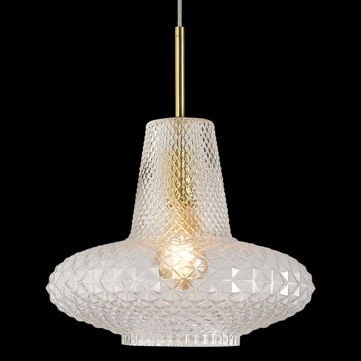 Calibo Sculpt Faceted Cut Glass 1 Light Pendant | Gold and Clear