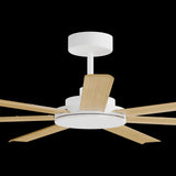 Calibo Alula 60" (1524mm) 7 Blade Indoor/Outdoor DC Ceiling Fan & Remote | White & Bamboo