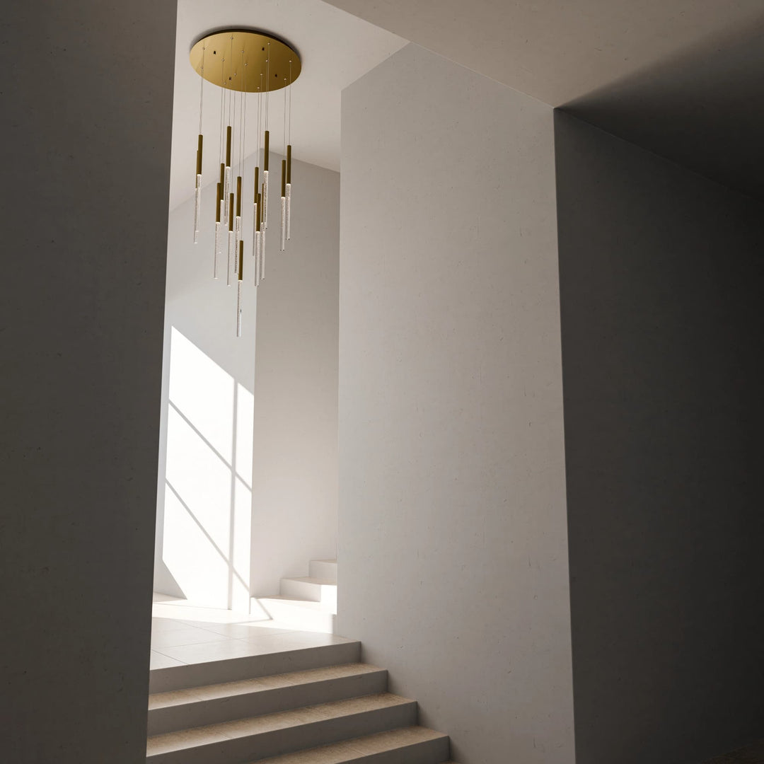 Calibo Rhea 14 Light Pencil Drop LED Pendant | Brass