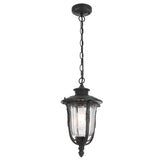 Telbix Ramiro Classic Outdoor Lantern Pendant with Textured Glass and Multiple Suspension | Black