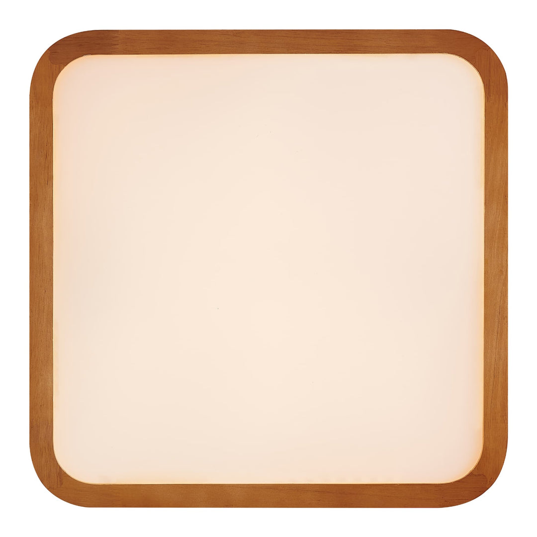 Telbix Lyric Tricolour LED Square Oyster Light with Wood Accent | Small