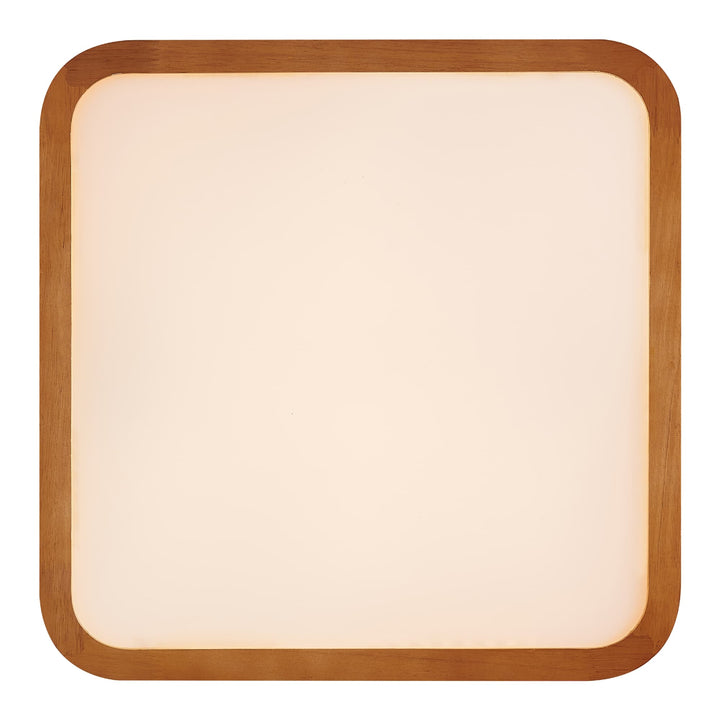 Telbix Lyric Tricolour LED Square Oyster Light with Wood Accent | Small