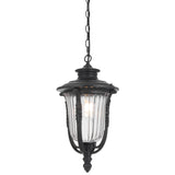 Telbix Ramiro Large Outdoor Lantern Pendant with Textured Glass and Multiple Suspension | Black