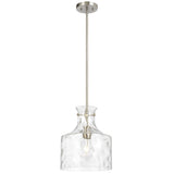 Telbix Perron Modern Glass Pendant with Dimpled Decanter-Inspired Shade | Nickel