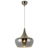 Telbix Landy Glass And Metal Pendant Light | Smoked With Matt Nickel
