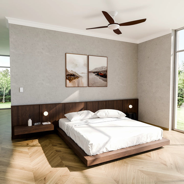 Calibo Vanga 52" DC Smart Ceiling Fan with LED Light and Remote Control | White and Koa