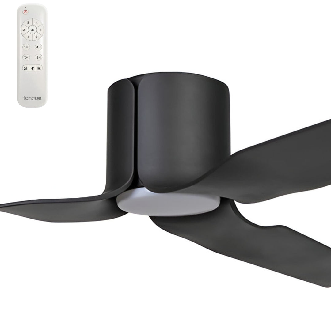 Fanco Flow 52" Low Profile DC Ceiling Fan with LED Light and Remote | Black
