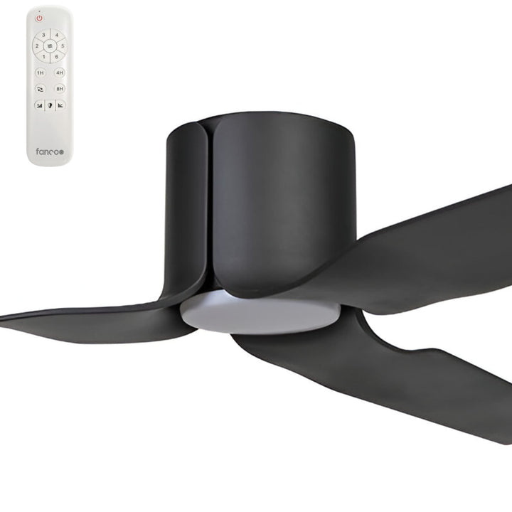 Fanco Flow 52" Low Profile DC Ceiling Fan with LED Light and Remote | Black