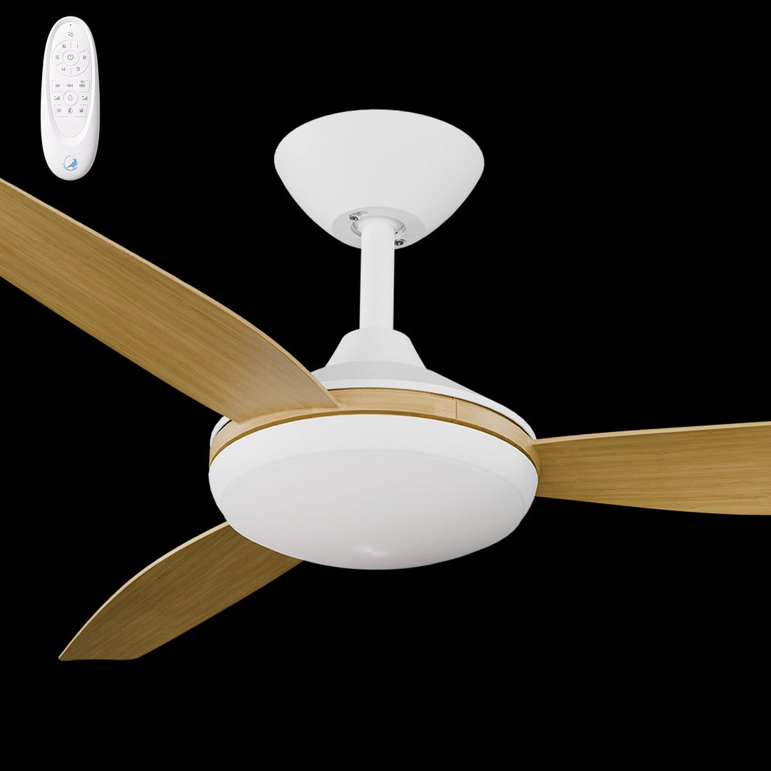 Calibo Condor 48" DC Smart Ceiling Fan with LED Light and Remote Control | White and Bamboo