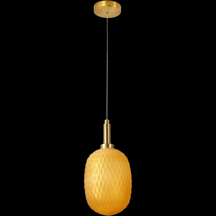 Calibo Lark Diamond Pattern 150mm Glass Pendant | Amber