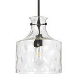 Telbix Perron Modern Glass Pendant with Dimpled Decanter-Inspired Shade | Black