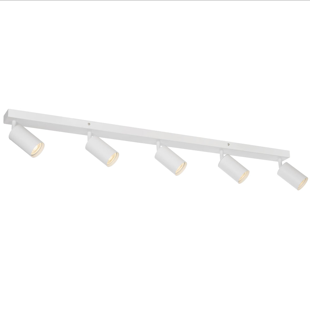 Telbix Picard 5 Light Minimalist Bar Spotlight with Rotatable Heads | White