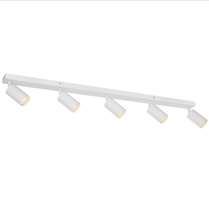 Telbix Picard 5 Light Minimalist Bar Spotlight with Rotatable Heads | White