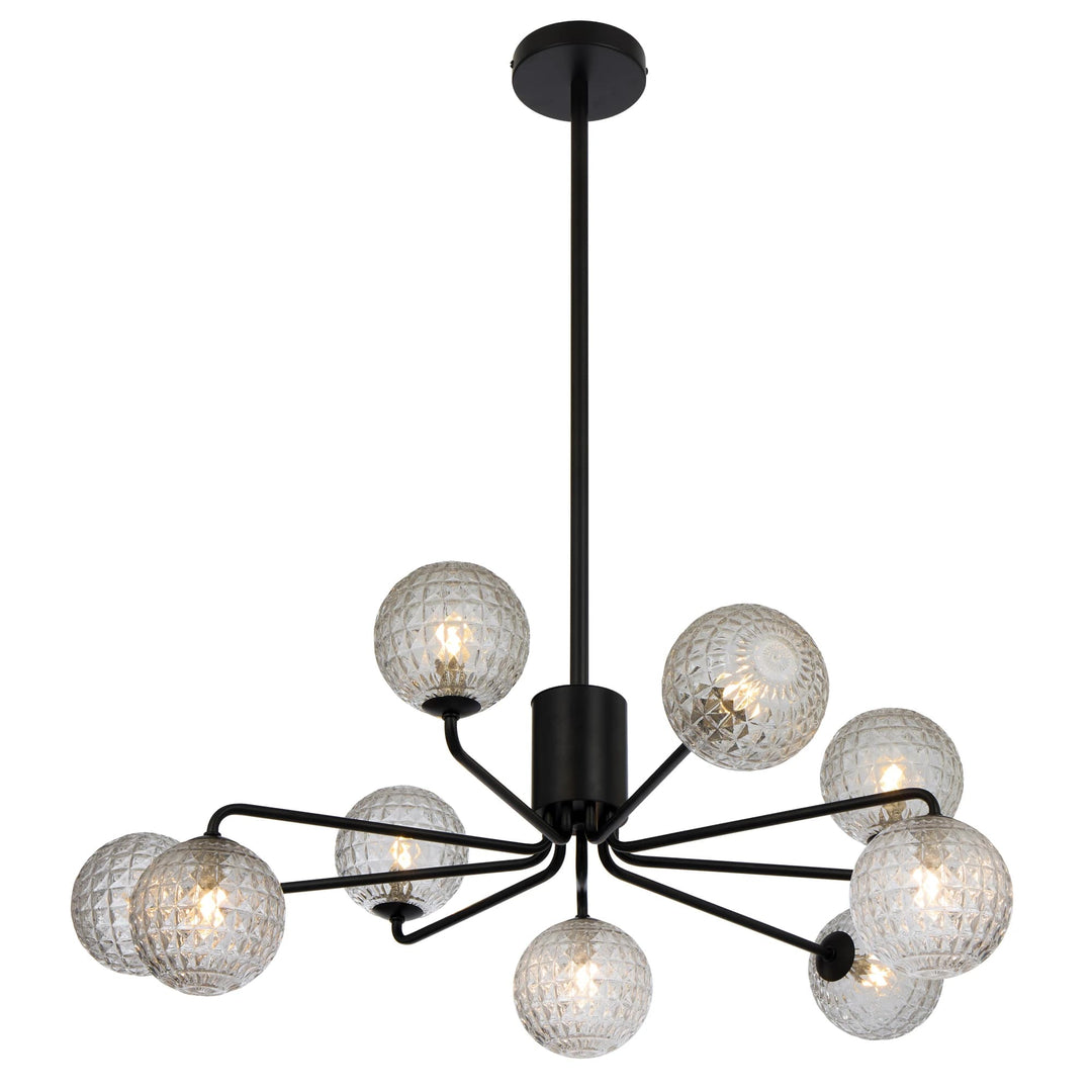 Telbix Black Felton 9 Light Pendant | Clear Prism