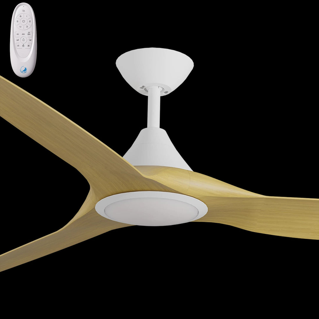 Calibo Smart CloudFan 60" (1520mm) ABS DC Ceiling Fan with 20W CCT LED Light and Remote | White & Bamboo