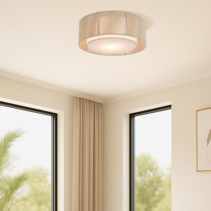 Telbix Cusco Scandinavian DIY Batten Fix Light with Soft Woven Fabric Shade | Medium
