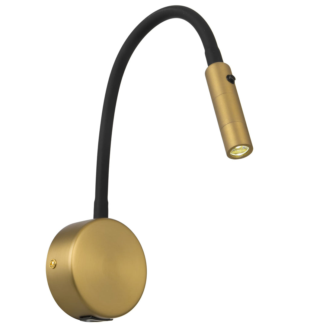 Telbix Solio Modern Minimalist Adjustable Tubular LED Wall Light | Antique Brass