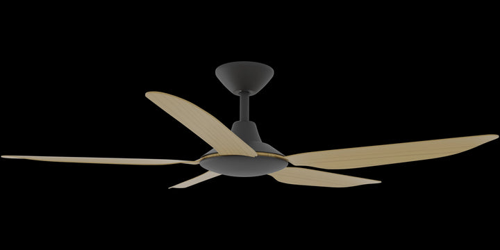 Calibo Storm 52" (1320mm) 5 Blade Indoor/Outdoor DC Ceiling Fan and Remote | Black & Bamboo