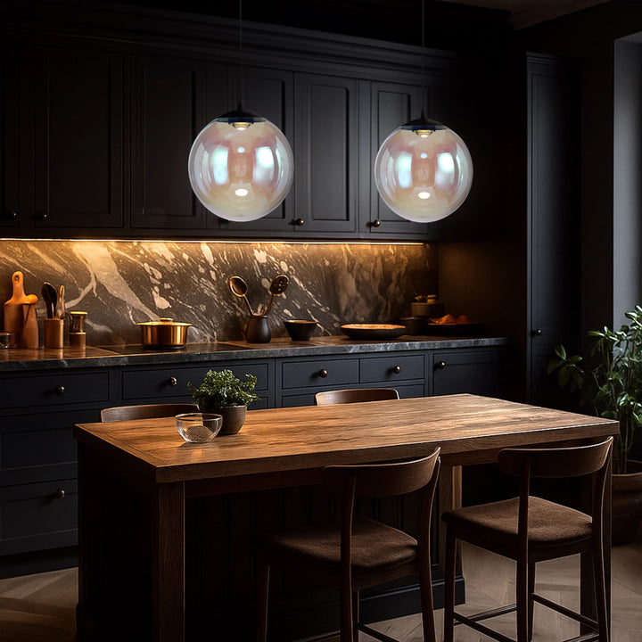 Telbix Aurora Dimmable LED Round Rainbow Glass Pendant | Medium