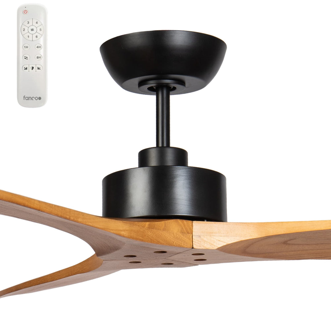 Fanco Wynd 54" DC Ceiling Fan with Remote | Black and Teak