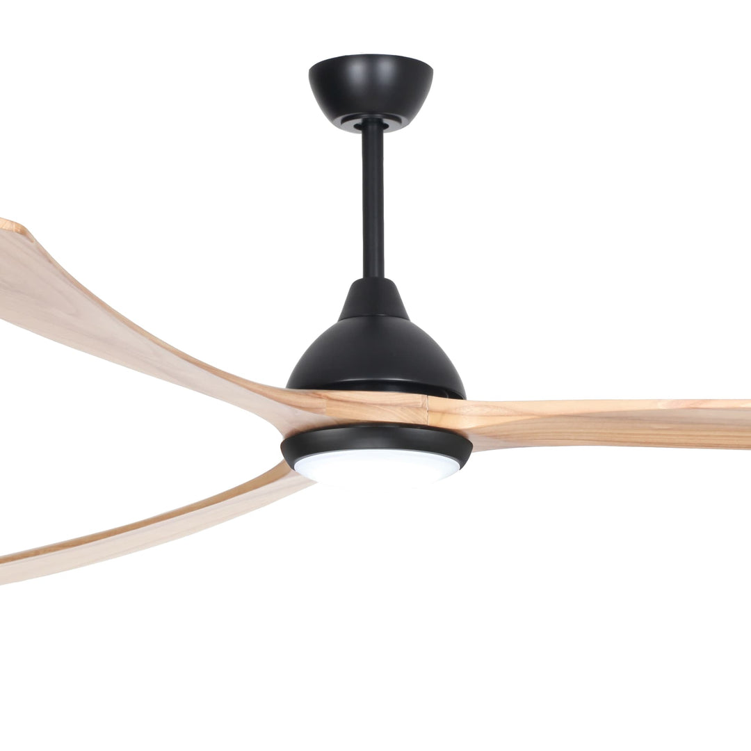 Fanco Sanctuary DC 92" Solid Timber Blade Indoor/Outdoor Ceiling Fan with 24w LED CCT Light and Remote | Black & Natural