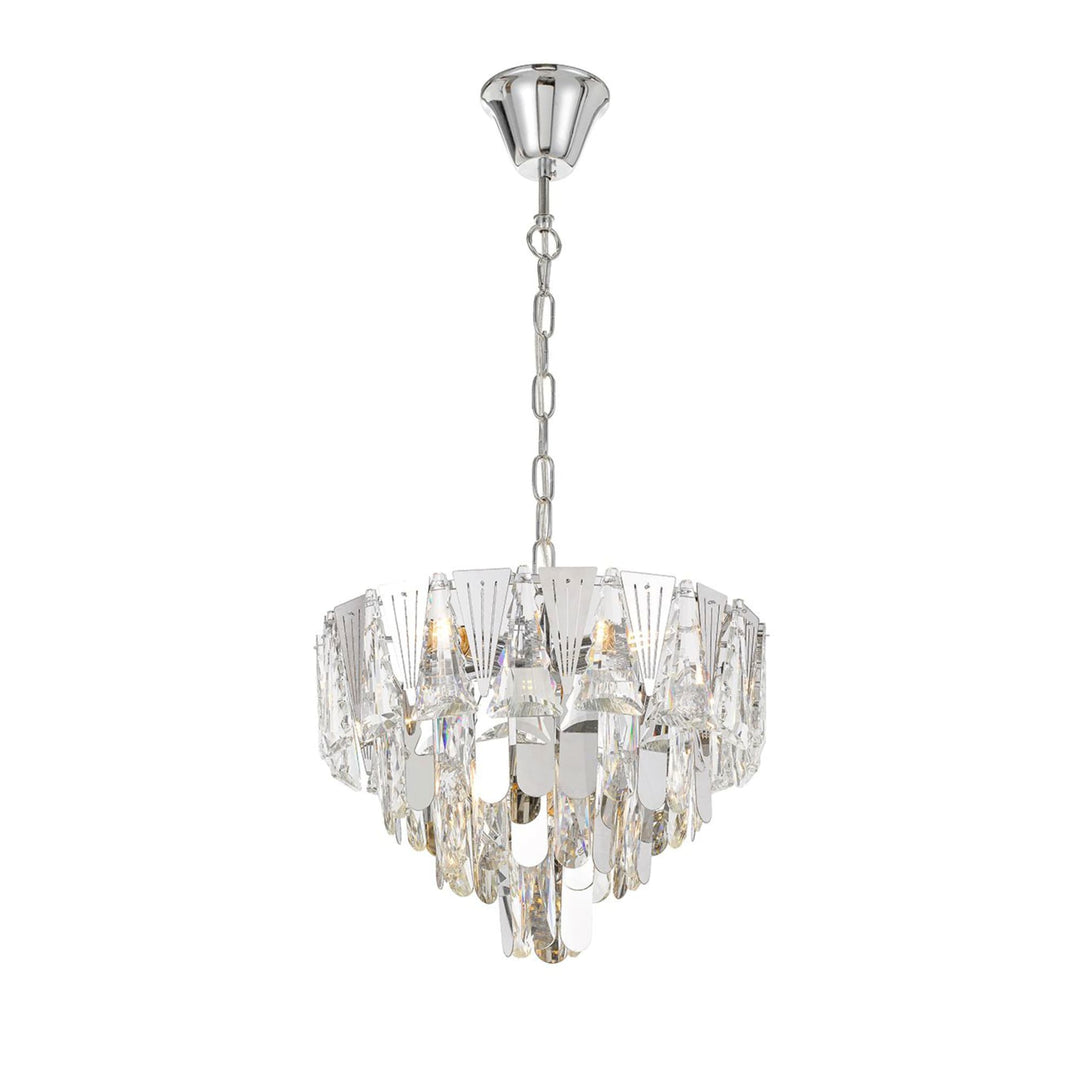 Telbix Valerie Chrome and Crystal Traditional Pendant Light (E14) | Small
