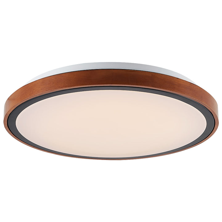 Telbix Orlin Tricolour LED Round Oyster Light with Wood Accent | Large