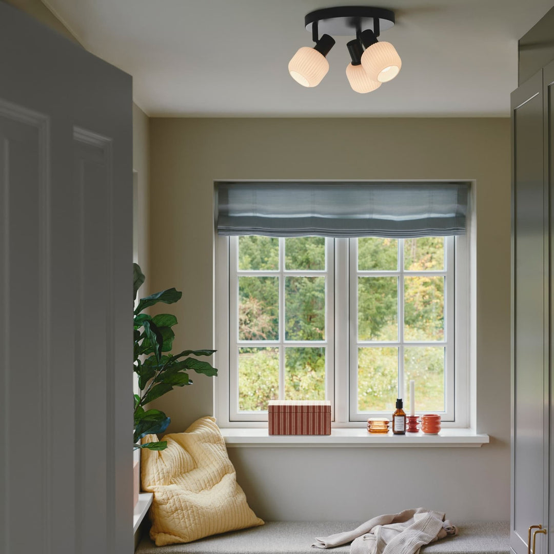 Nordlux Milford Mini 3 Light Flush Mount | Black