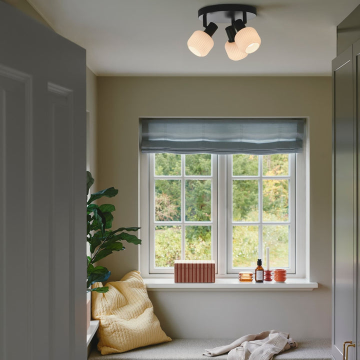 Nordlux Milford Mini 3 Light Flush Mount | Black