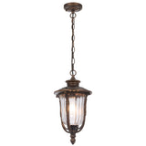 Telbix Ramiro Classic Outdoor Lantern Pendant with Textured Glass and Multiple Suspension | Bronze
