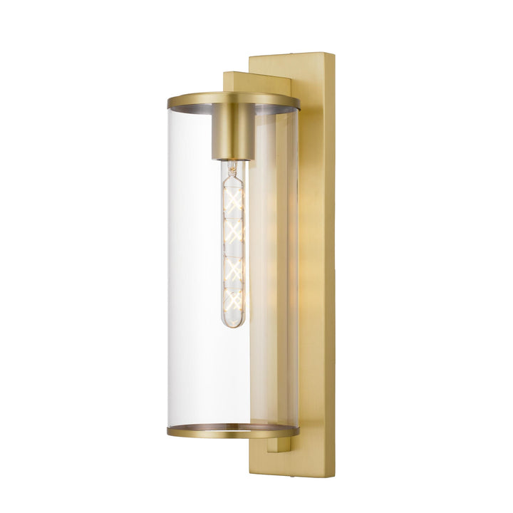 Large Telbix Perova IP44 Industrial Wall Light | Natural Brass