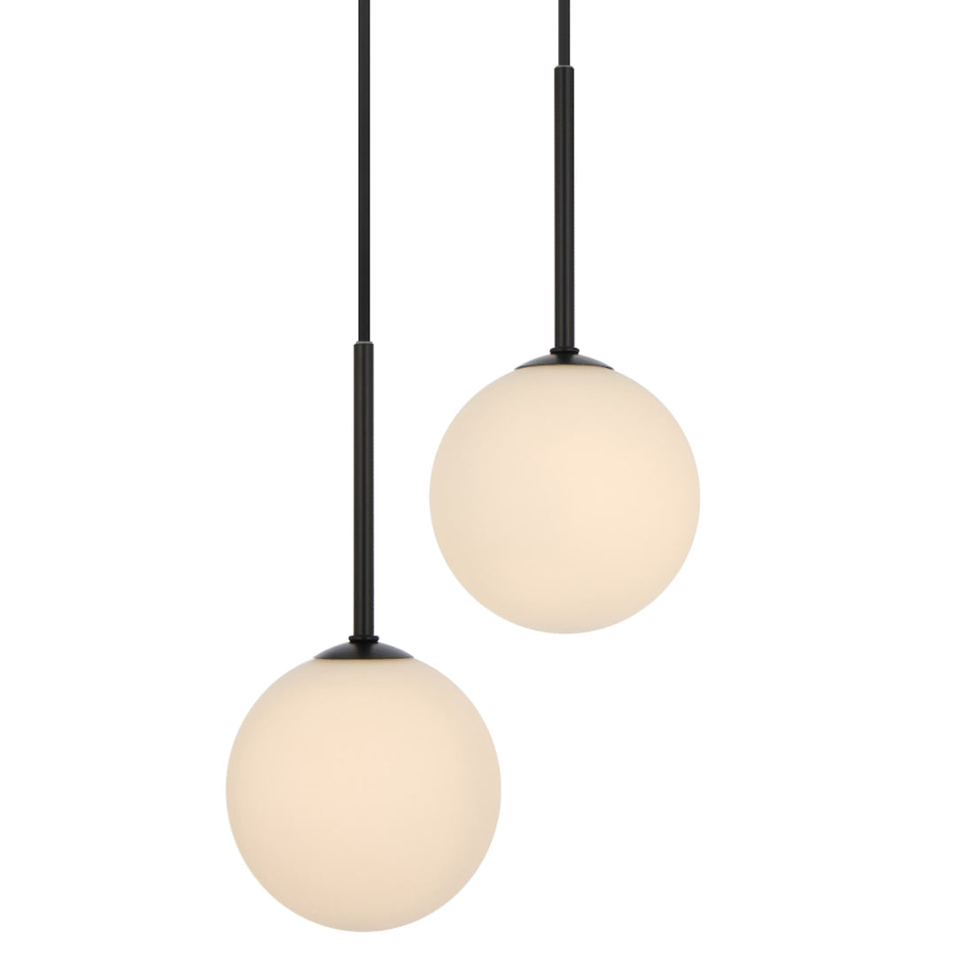 Telbix Gaston Black 2 Light Pendant Light | Opal Matt