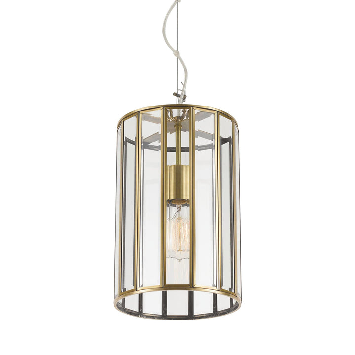 Antique Brass Telbix Pratt Pendant Light With Glass | Small